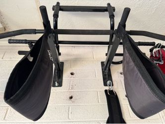 Wall mounted pull-up bar with straps and belt