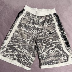 Nike Dri-FIT Men's XL Mesh Athletic Shorts Gray White Geometric Drawstring