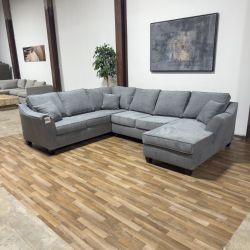 Brand New U-Shape Sectional (Cal Smoke Gray)