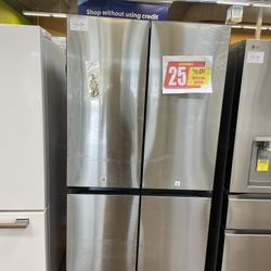 4 door refrigerator Samsung Bespoke 36 inch wide stainless steel