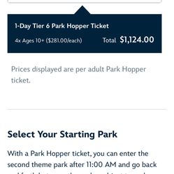 Disneyland park tickets (4 park hopper or any Disneyland park)