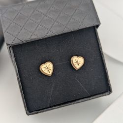14K Yellow Gold Heart Shape Earrings 