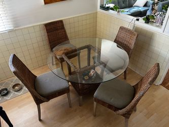 Glass dining table and chairs