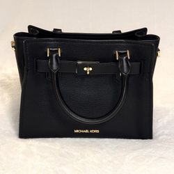 Michael Kors Leather Hamilton Small Satchel Crossbody Black