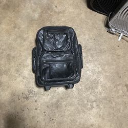 Vintage Black Leather Rolling Backpack Thumbnail