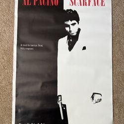 SCARFACE 36” x 25” TONY MONTANA 80’s MOVIE poster. AL PACINO Gangster - RARE!! 