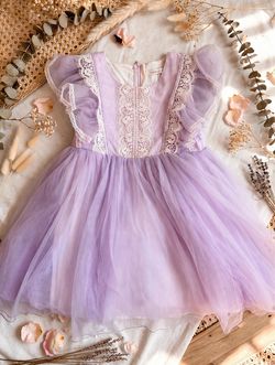 YEEHOO Girls Lavender Tulle Princess Dress - Size 5/6 - Like New