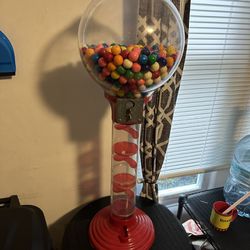 Large Spiral Gumball Machine Loaded With Gumballs