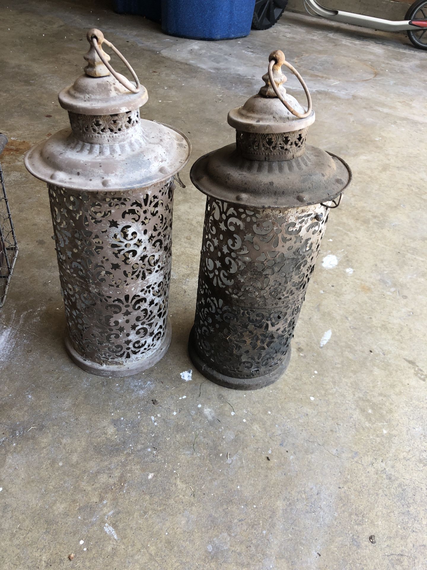 Outdoor candle holders approx 24” tall