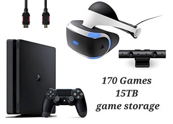 🔥 PS4 SLIM (FW 5.05) • 4TB SSD Internal • 15TB Game Library • PSVR Headset • Sony Controller Included! 🔥