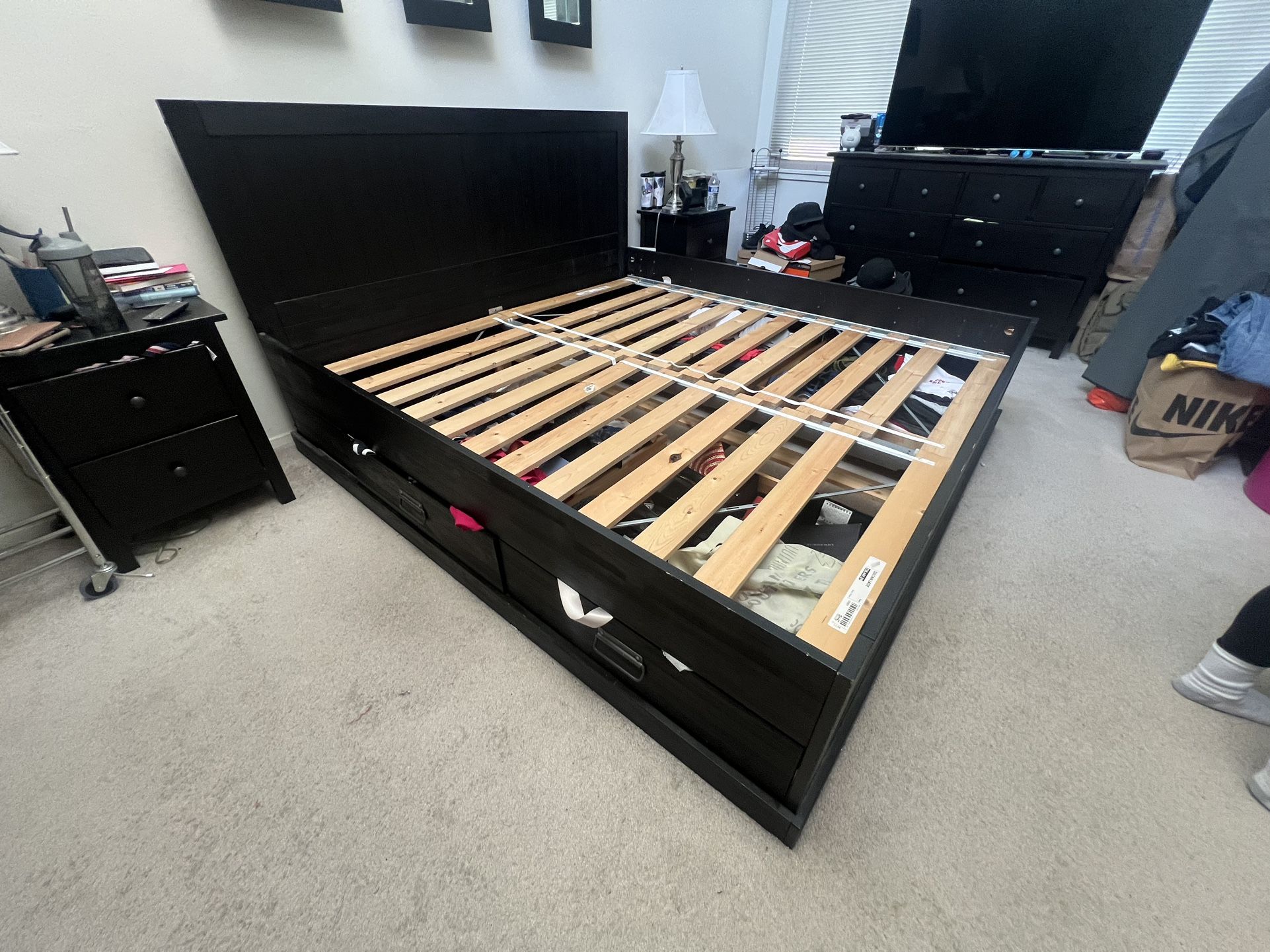 IKEA King Bed Frame 4 Drawer Blqck