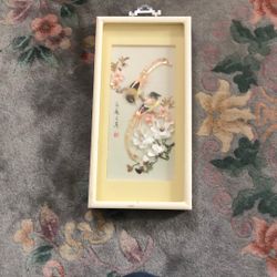Vintage Asian Shell Framed Decor 
