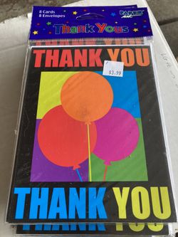 Thank you cards eight per package