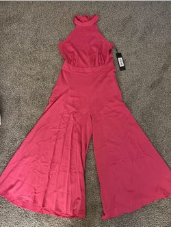 Hot Pink Halter Wide leg Jumpsuit