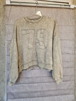 Acid Wash Crop Sweatshirt with Number 79