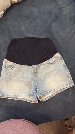Maternity Denim Shorts with Belly Band