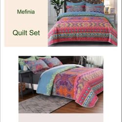 Boho Lightweight Quilt Set size queen Set Set Includes: 1 X quilt and 2 pillow sham new