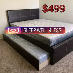 NEW  FULL OVER TWIN BED FRAME AND MATTRESS