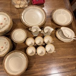 Set Vintage Mikasa Whole Wheat Jardiniere 10.75” Dinner Plates #E8016 Lot 36 Pieces