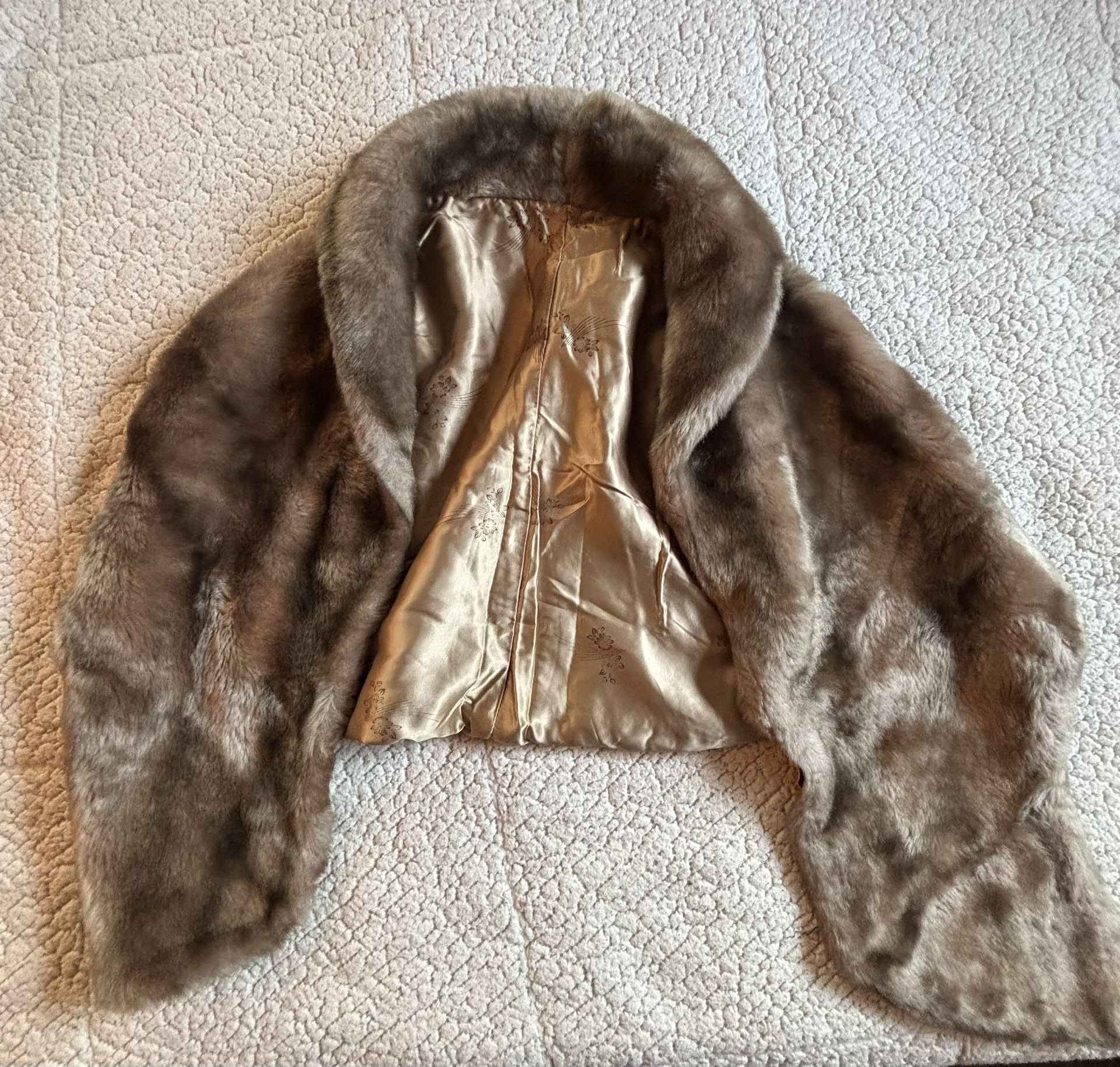 Vintage Regina Glenara By Glenoit Taupe Faux Fur Shawl Collar Size Med