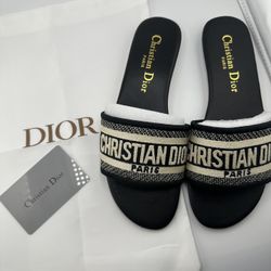 Black Christian Dior Woman Slides Size 5 6 7 9