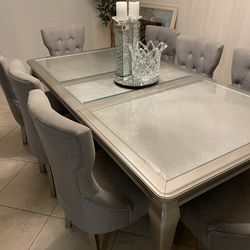 Beautiful Grey/Glass Dining Table With Dresser 