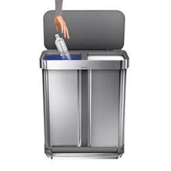 Simplehuman 58L Dual Compartment Trash Can – Stainless Steel