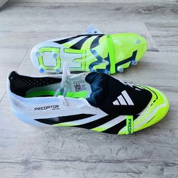 Adidas Predator Football Cleats White Soccer Shoes Black Neon - Size 9