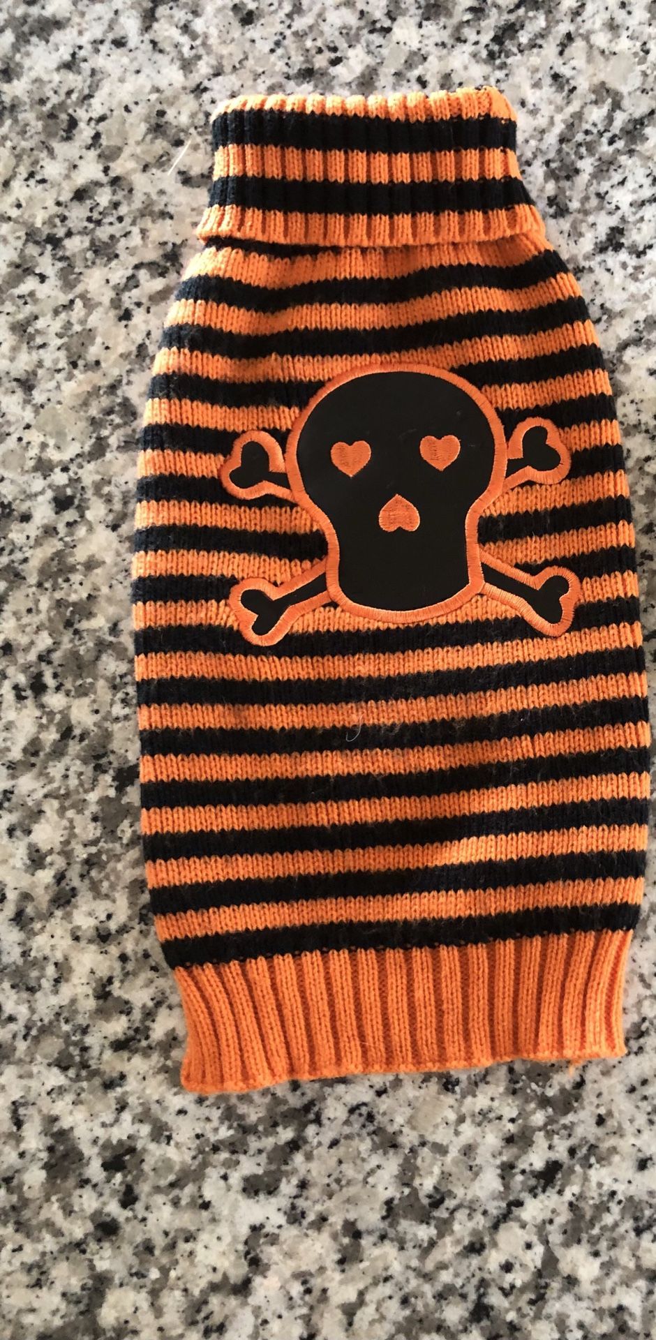 Orange And Black Stripes With Skull Dog Halloween Costume 