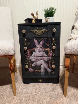 Alice in Wonderland Inspired  Ornate Nightstand