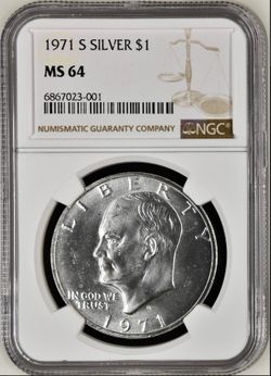 1971-S U.S. EISENHOWER MINT STATE SILVER DOLLAR $1D COIN (NGC-Graded MS64)