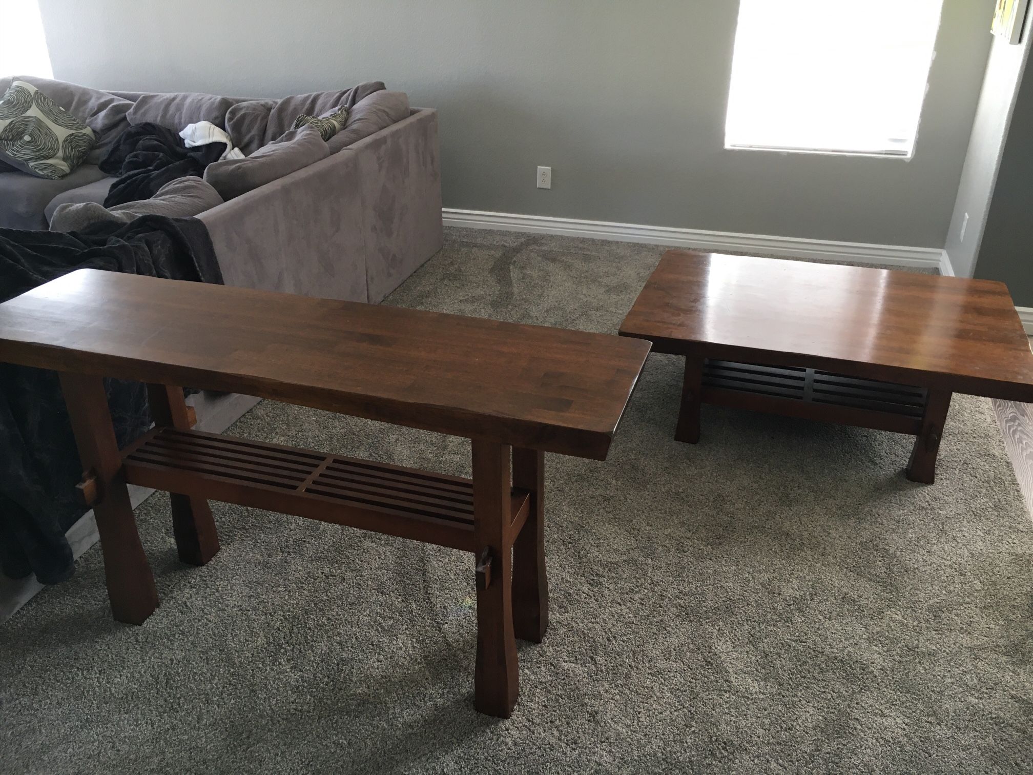 Matching Dark Wood Coffee Table & Console/Buffett Table