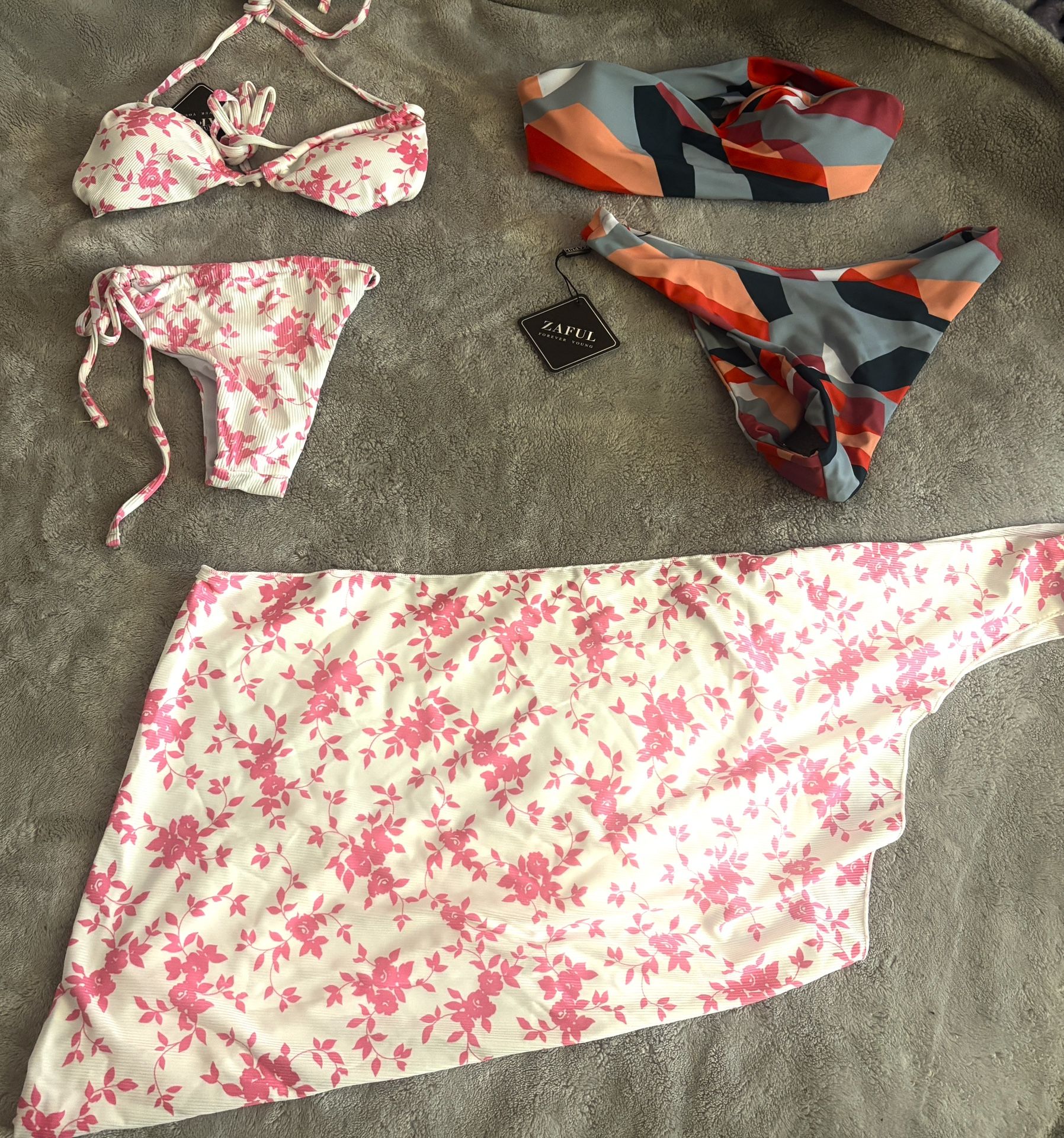 Zaful Floral/Striped Bikinis, Never Worn/New