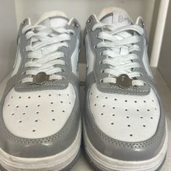 Bape Shoes Grey White