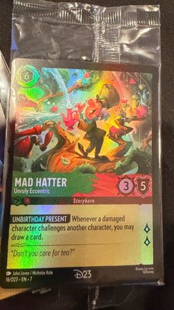 D23 Lorcana Mad Hatter Foil Promo + Bonus Cards