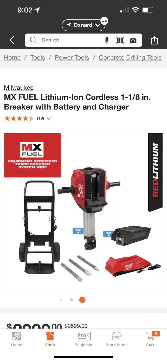 Milwaukee Mx Fuel Breaker Hammer 1 1/8 In With Battery And Charger No Car