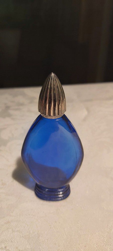 Vintage Cobalt Blue Glass Perfume Bottle 