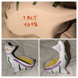 Hand Painted Cat Figure-  Possibly a Spoon or Pipe Rest(?) - Made in Italy- Good Used Condition!