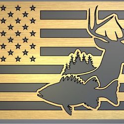 Hunting Wood Flag Customize With Name ! 