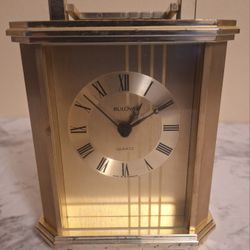 VINTAGE BULOVA QUARTZ MANTEL CLOCK - MADE IN GERMANY 