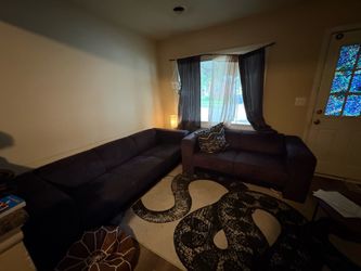 Two piece dark gray microsuede couch set