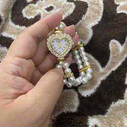 Pearl heart wrist Watch