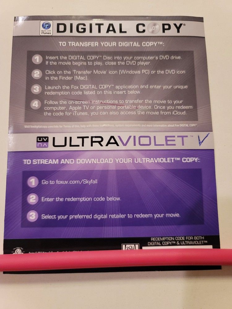 $4 HD DIGITAL MOVIE CODE. 007 SKYFALL. $4 OR TRADE FOR A MOVIE TITLE I DO NOT ALREADY OWN.