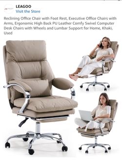 LEAGOO Reclining Office Chair with Foot Rest , new assembled