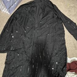 Black Kurta and Vest Men Medium