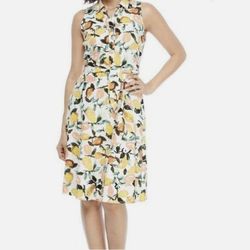 Brand new woman’s London Times brand white and  yellow lemon print dress up for sale 