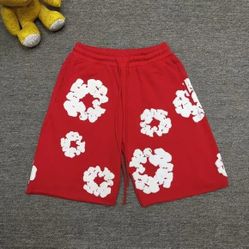 Denim Tears Red Sports Shorts