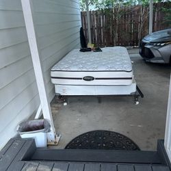 Queen Mattress, Box Spring With Frame