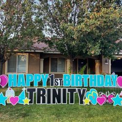 Yard sign - HAPPY BIRTHDAY Letters(Teal)