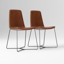 Slope Leather Dining Chair (Set of 2)